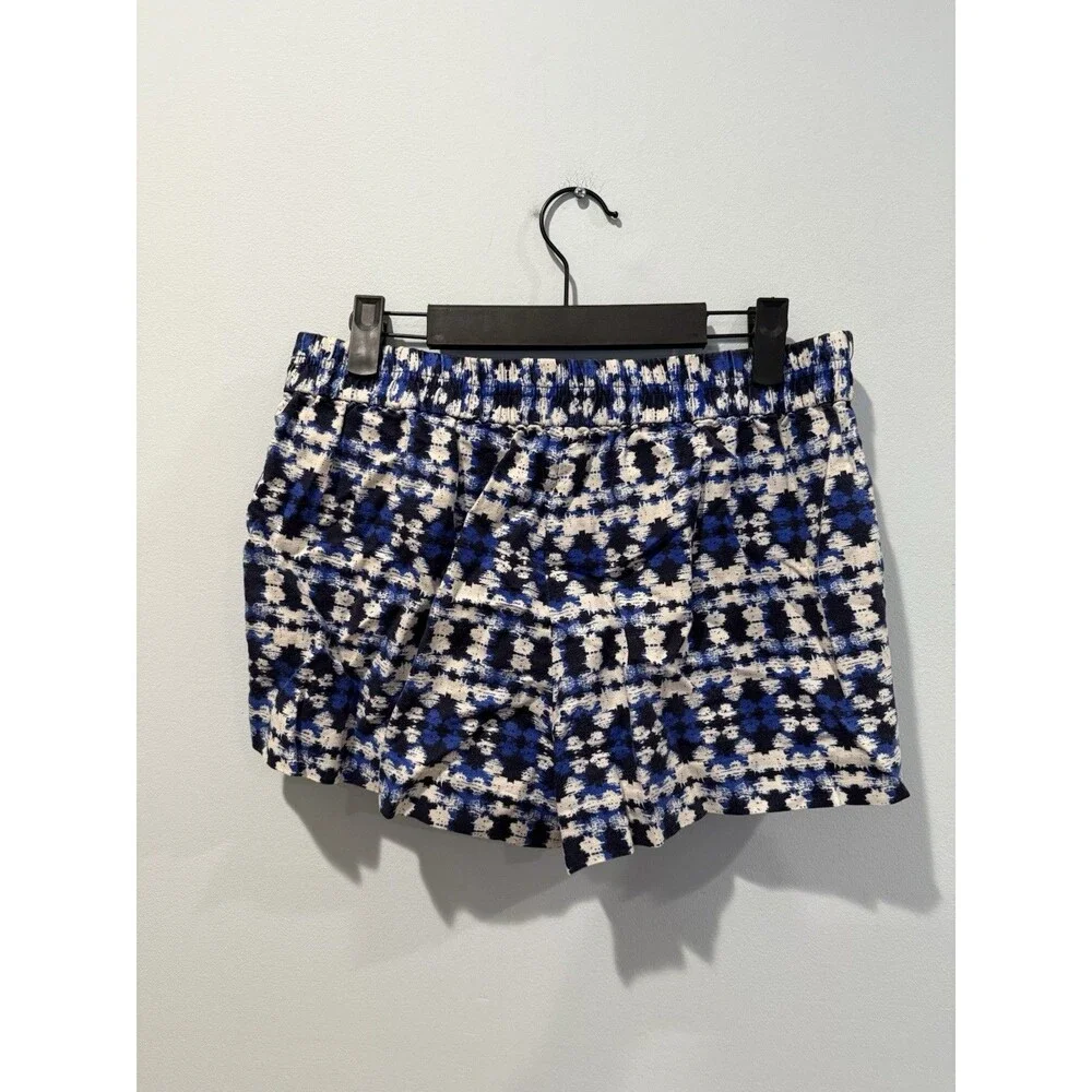 J Crew Shorts Womens 8 Geometric Linen Cotton Pockets Travel Coastal Euro Summer